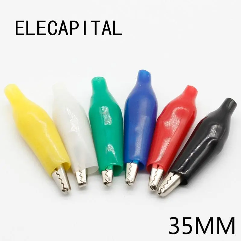 12Pcs Insulation Metal Alligator Clip Electric Test 35Mm Lead Colorful Red Black Blue Green White Yellow Small Crocodile Clip 1