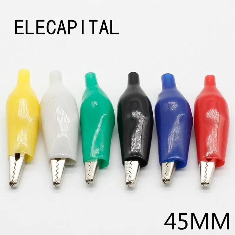 12Pcs Insulation Metal Alligator Clip Electric Test 45Mm Lead Colorful Red Black Blue Green White Yellow Small Crocodile Clip 1