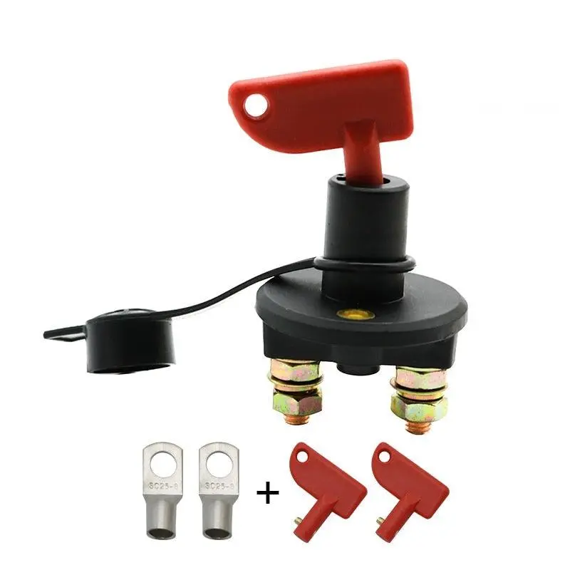 12V 24V Red Key Cut Off Battery Main Kill Switch Vehicle Car Modified Isolator Disconnector Car Power Switch For Auto Truck Boat 1