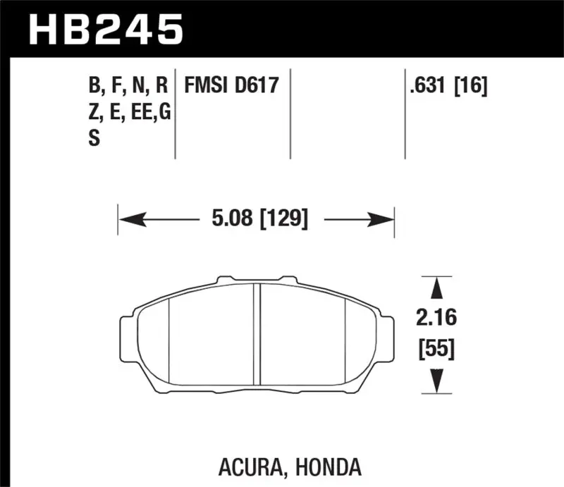 Hawk 94-01 Acura Integra (Excl Type R)  Blue 9012 Race Front Brake Pads 1
