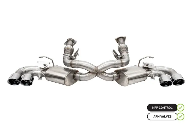 Corsa 2020-25 Corvette C8 3In Valved Cat-Back 4.5In Pol Quad Tips - Fits Factory Perf Exhaust W/ Afm 1