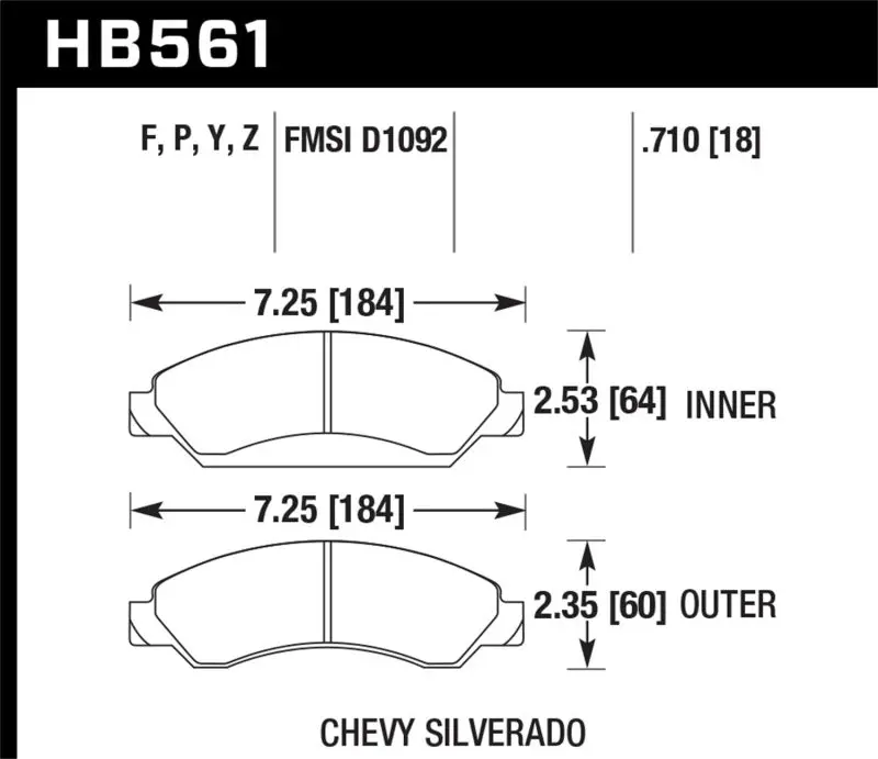 Hawk 07 Chevy Tahoe Ltz Front Lts Brake Pads 1