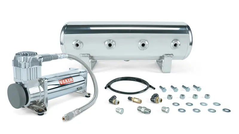 Air Lift 2.5 Gal. Polished Tank W/ Viair 444C Chrome Compressor (Incl. Fittings & Mounting Hardware) 1