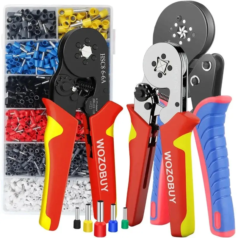 Tubular Terminal Crimper Kit 0.08-16Mm² /0.25-10Mm² Hsc8 6-4/6-6/16-6 Electrical Crimping Pliers Clamp Sets Wire Tips Hand Tools 1