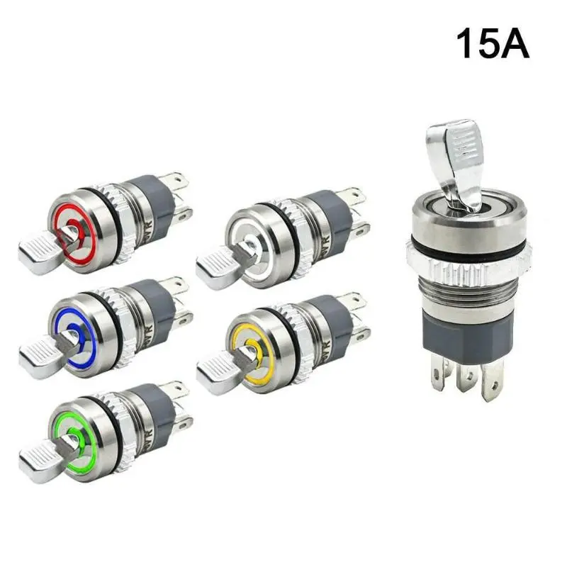 Earu -16Mm 15A On-Off Slide Power High Current Metal Toggle Switch 2 Positions 1No1nc 1