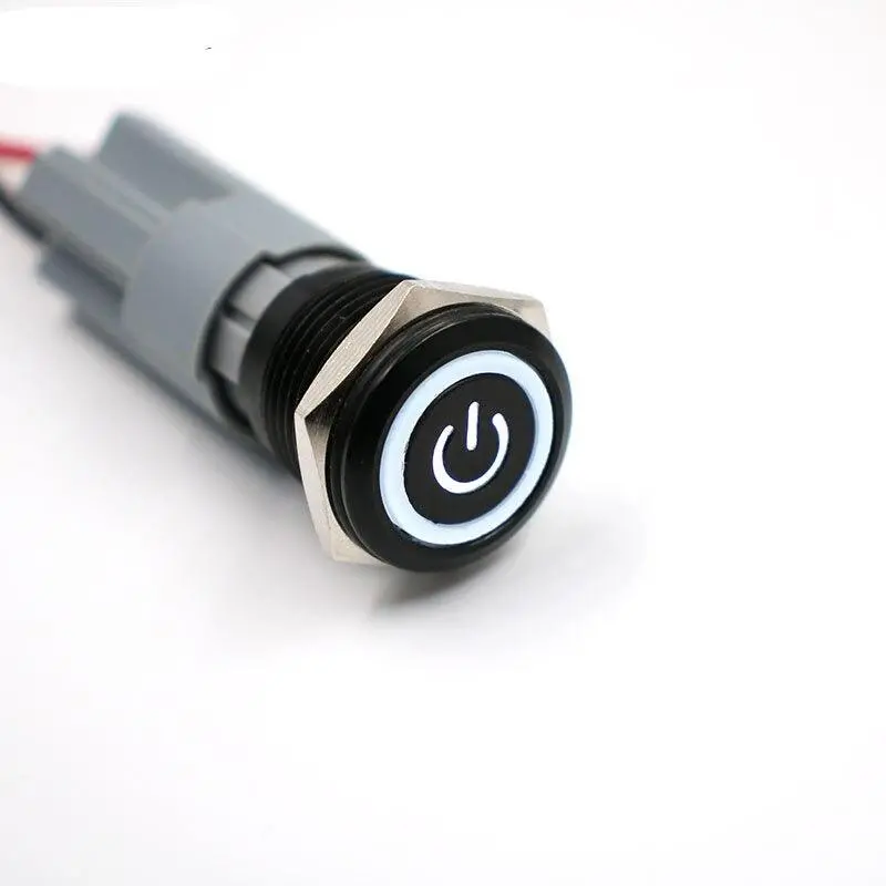 Earu -16Mm Alumina Black Body Metal Push Button Switch Latching Self-Lock 3