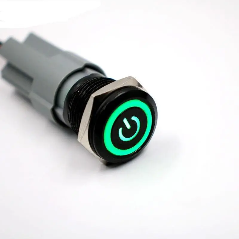 Earu -16Mm Alumina Black Body Metal Push Button Switch Latching Self-Lock 6