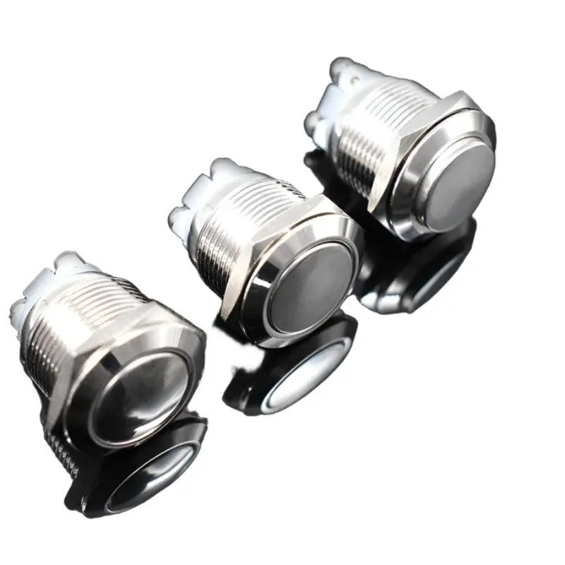 Earu -16Mm Metal Push Button Switch No Momentary Reset Self-Reset Brass Nickel Plated 1