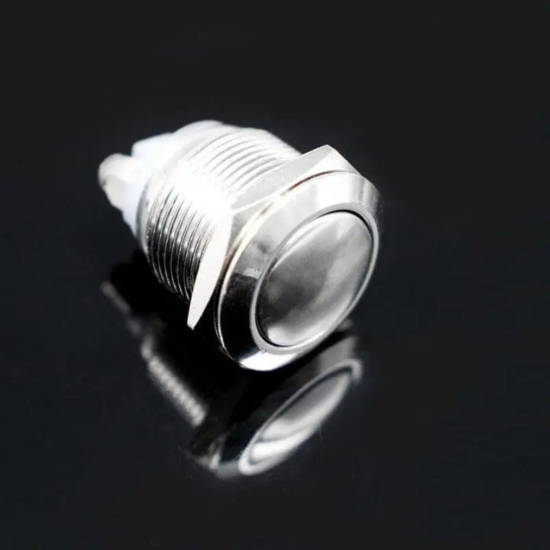 Earu -16Mm Metal Push Button Switch No Momentary Reset Self-Reset Brass Nickel Plated 3