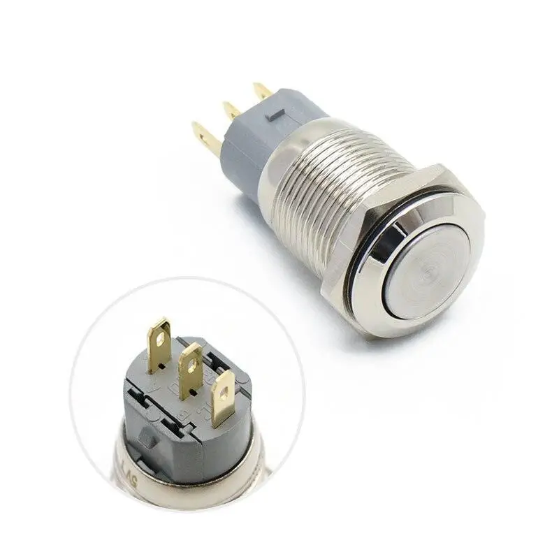 Earu -16Mm Metal Push Button Switch Waterproof Car Engine Start Pc Power Switch 2