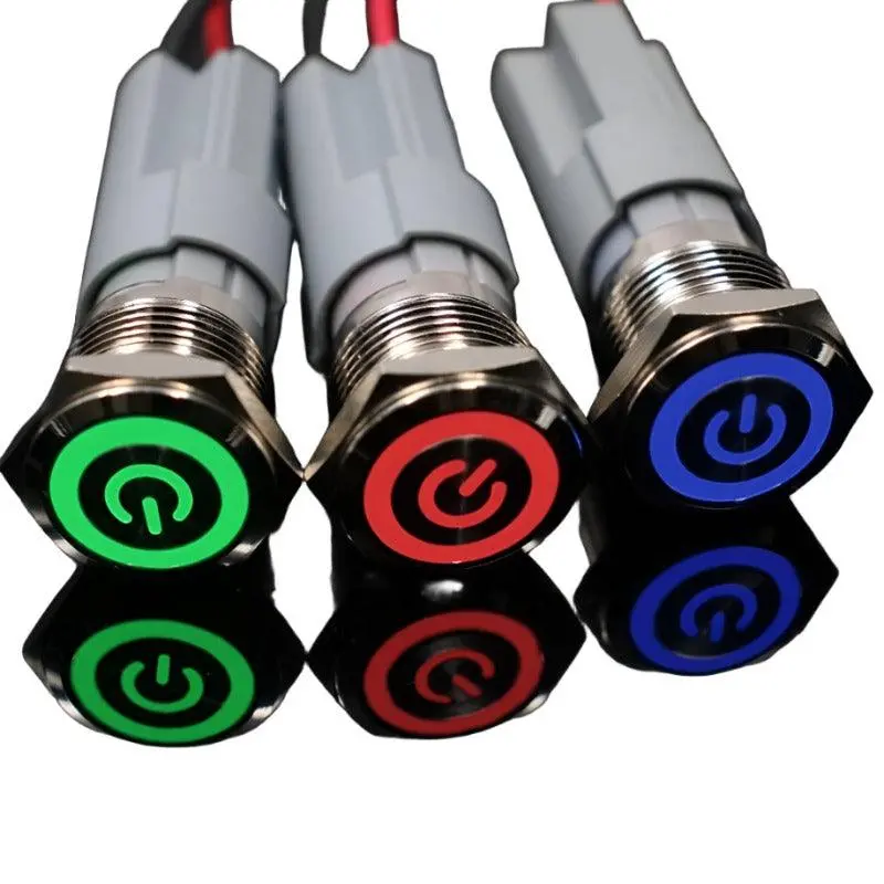 Earu -16Mm Press Metal Push Button Switch 3V 5V 6V 12V 24V 220V 1