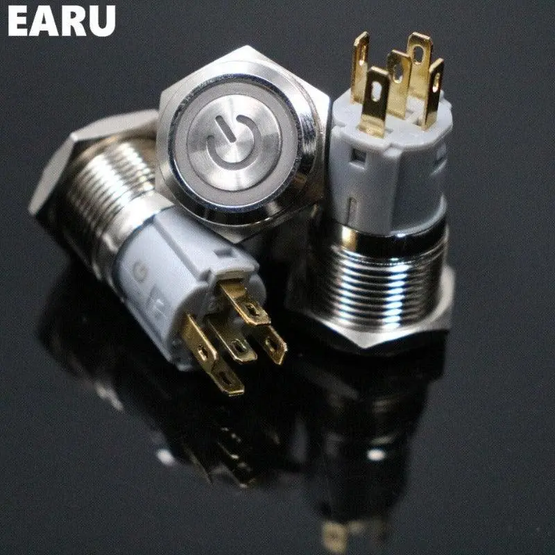 Earu -16Mm Press Metal Push Button Switch 3V 5V 6V 12V 24V 220V 6