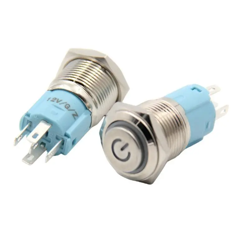 Earu -16Mm Waterproof Latching Stainless Steel Metal Push Button Switch 1