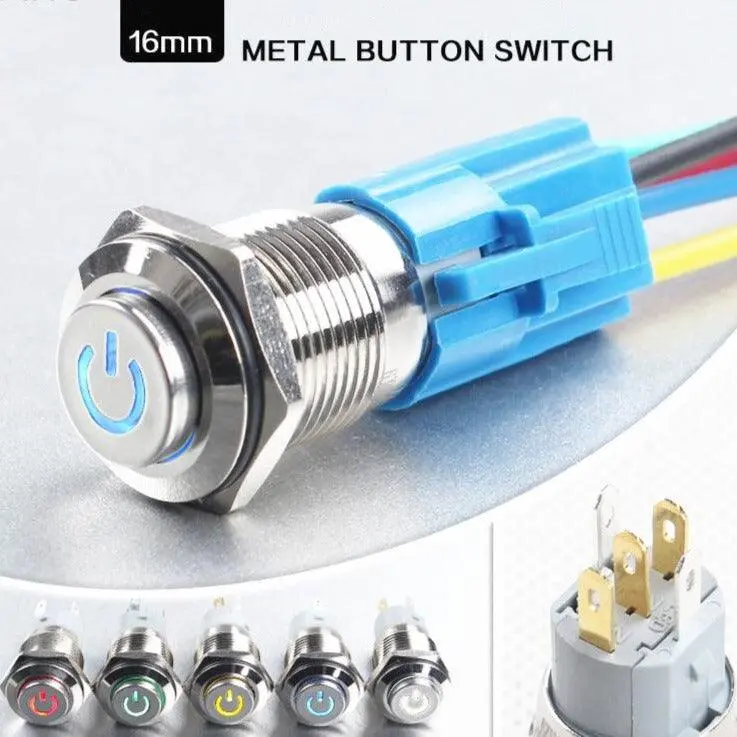 Earu -16Mm Waterproof Momentary Stainless Steel Push Button Switch Led 1