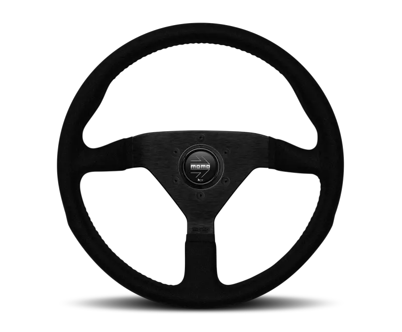 Momo Montecarlo Alcantara Steering Wheel 320 Mm - Black/Black Stitch/Black Spokes 1