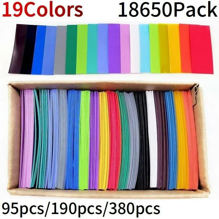 18650 Battery Film Tape Pvc Heat Shrink Tube Precut Shrinkable Sleeve 19Color A Set Tubing Protect Pipe Cover For Batteries Wrap 1