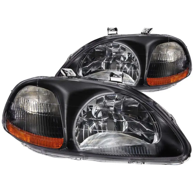 Anzo 1996-1998 Honda Civic Crystal Headlights Black 1