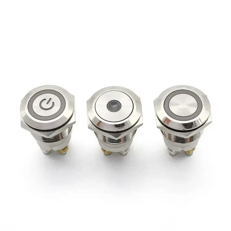 Earu -19Mm 22Mm Reset Metal Push Button| 4 Screw Foot For Car Power 4