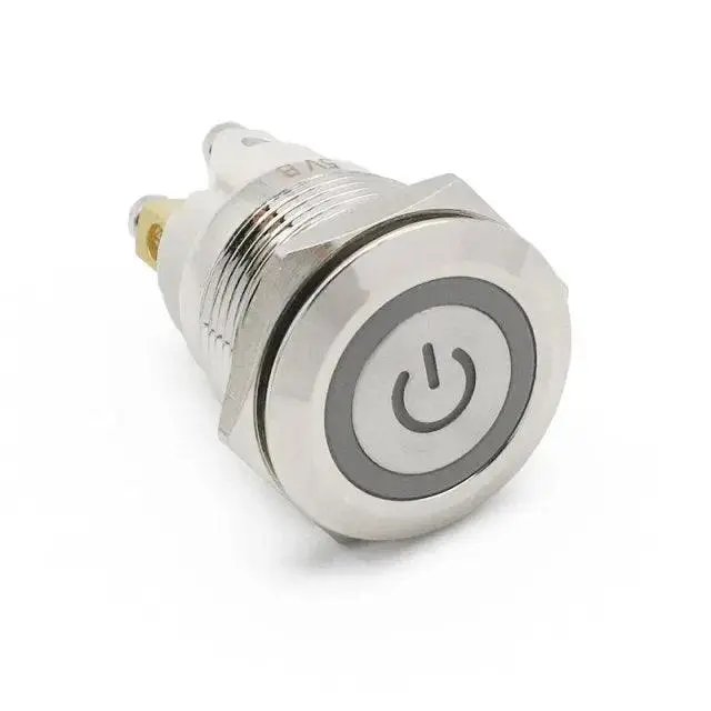 Earu -19Mm 22Mm Reset Metal Push Button| 4 Screw Foot For Car Power 5