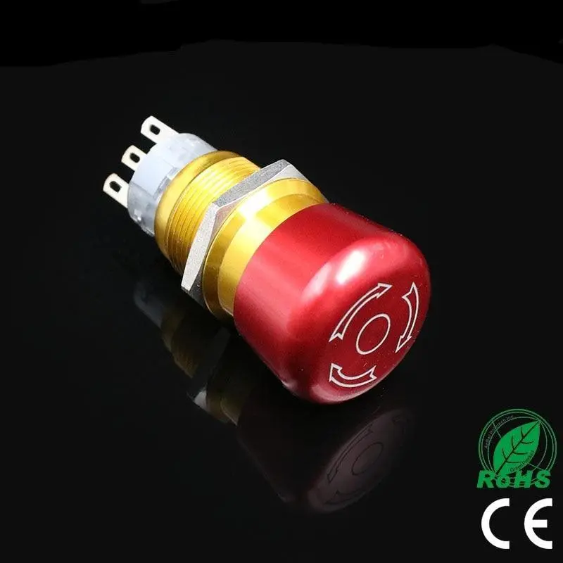 Earu -19Mm Elevator Lift Stainless Steel Metal Latching Emergency Stop Push Button Switch 1