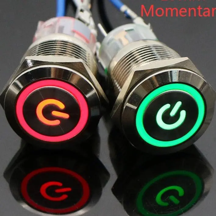 Earu -19Mm Metal Stainless Steel Momentary Push Button Switch Led Lamp 1