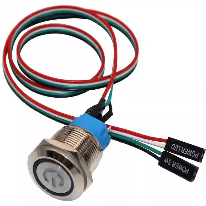 19Mm Metal Momentary Push Button Switch – Ip65 Waterproof, Led Indicator, Power/Sw Cable Included 3