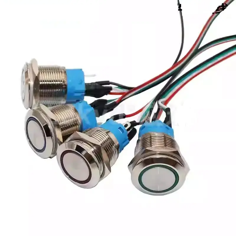 19Mm Metal Momentary Push Button Switch – Ip65 Waterproof, Led Indicator, Power/Sw Cable Included 1