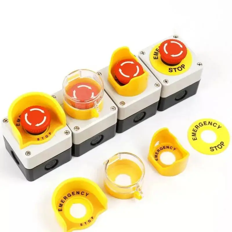 1Pcs Plastic Shell Red Sign Push Button Switch Dpst Mushroom Emergency Stop Button Switchac 660V 10A No+Nc Lay37-11Zs 1