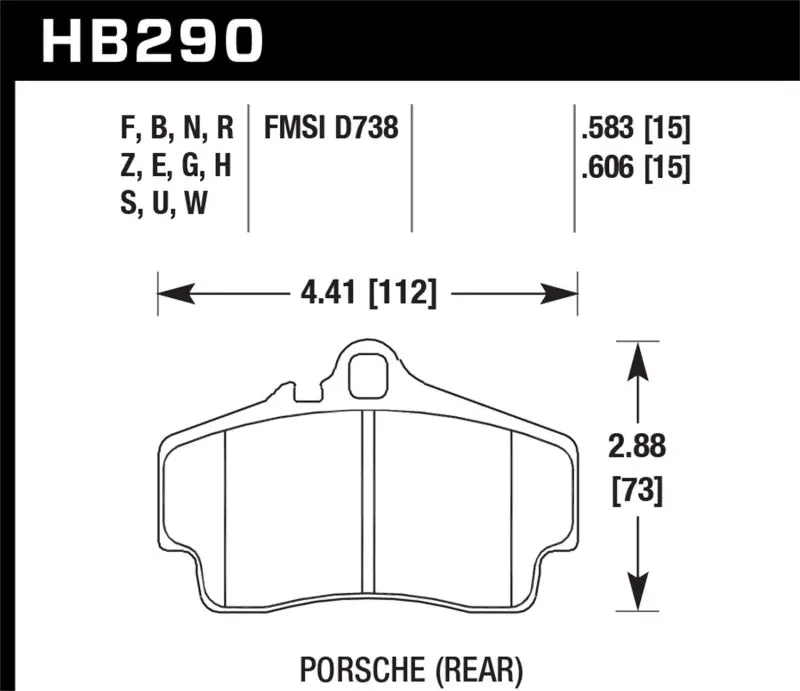 Hawk 98 Porsche 911 Targa/99-08 911 Carrera 4/00-06 Boxster S Dtc-70 15Mm Rear Brake Pads 1