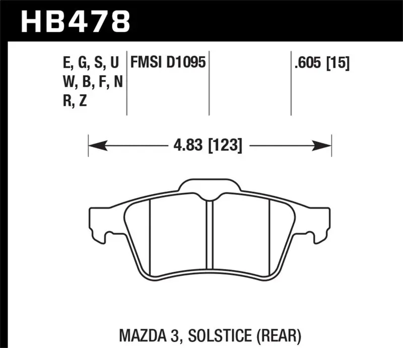 Hawk 13-14 Ford Focus St / Mazda/ Volvo Dtc-60 Race Rear Brake Pads 1