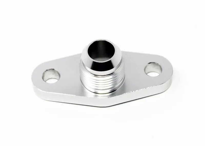 Torque Solution Billet Offset Oil Drain Flange W/ Integrated -10An Flange: T3/T4 & Pte/Borg Turbo 1