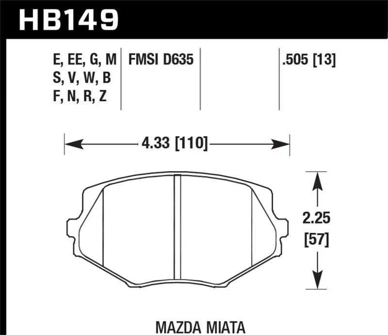 Hawk 94-05 Miata (01-05 Normal Suspension) Blue 9012  Race Front Brake Pads D635 1