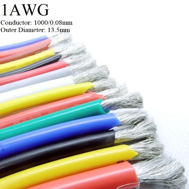 1M 1Awg Silicone Rubber Copper Wire Cable Electron Led Lamp Lighting Cable Super Soft Flexible High Temperature Insulated Wired 1