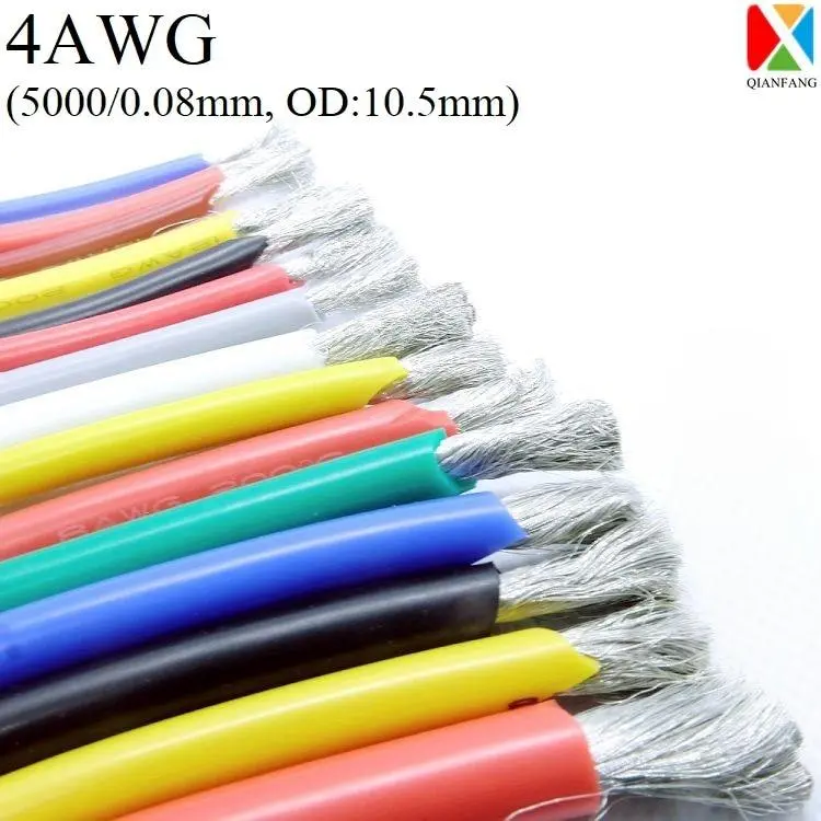 1M 4Awg Silicone Rubber Copper Wire Cable Electron Led Lamp Lighting Cable Super Soft Flexible High Temperature Insulated Wired 1