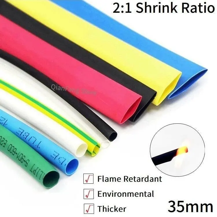 1M Heat Shrink Tube 35Mm Diameter Insulated Polyolefin 2:1 Shrinkage Ratio Wire Wrap Connector Line Repair 600V Cable Sleeve 1