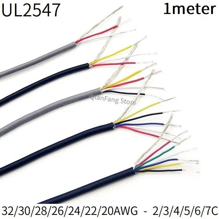 1M Shielded Signal Wire 32 30 28 26 24 22 20 Awg 2 3 4 5 6 7 Cores Pvc Channel Audio Headphone Line Copper Control Cable Ul2547 1