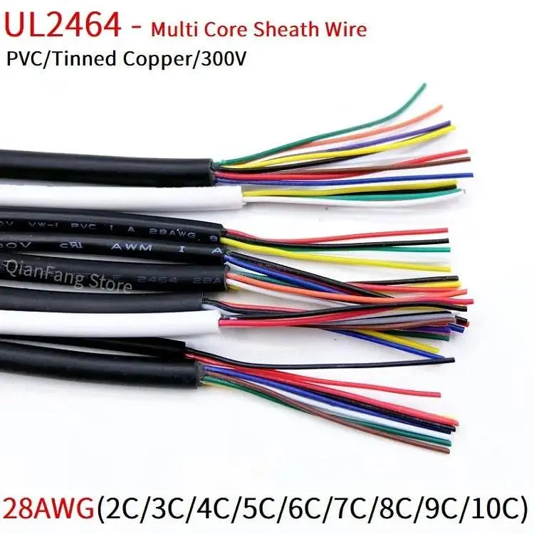 1M Ul2464 Sheathed Wire 28Awg Audio Line| 2-10 Cores Insulated Optional 1