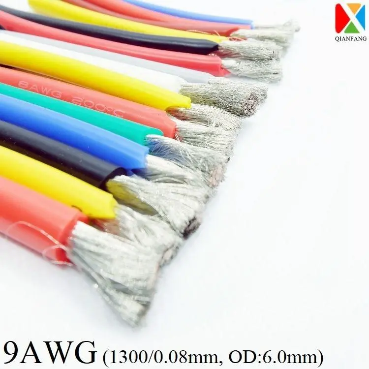 1M Wire Cable 9Awg Super Soft Silicone Insulated High Temperature Flexible Heat-Resistant Lighting Line Electronic Copper Wire 1