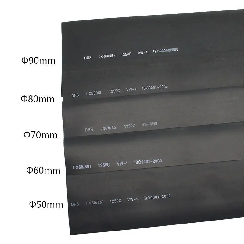 1Meter 2:1 Black 50Mm 60Mm 70Mm 80Mm 90Mm  Heat Shrink Heatshrink Tubing Tube Wire 1