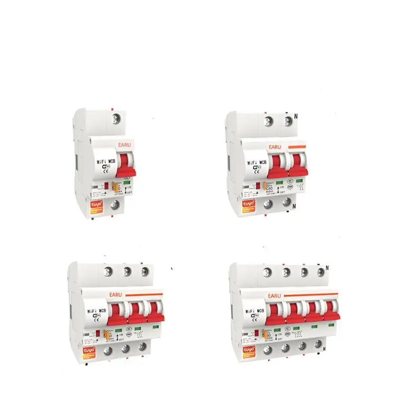 1P 2P 3P 4P 10A-125A Wireless Smart Wifi Circuit Breaker Timer Tuya App Vioce Remote Control 1