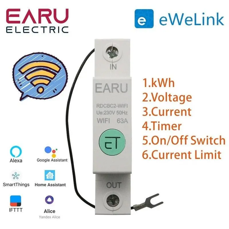 1P Din Rail Wifi Smart Energy Meter Power Consumption Kwh Meter 1
