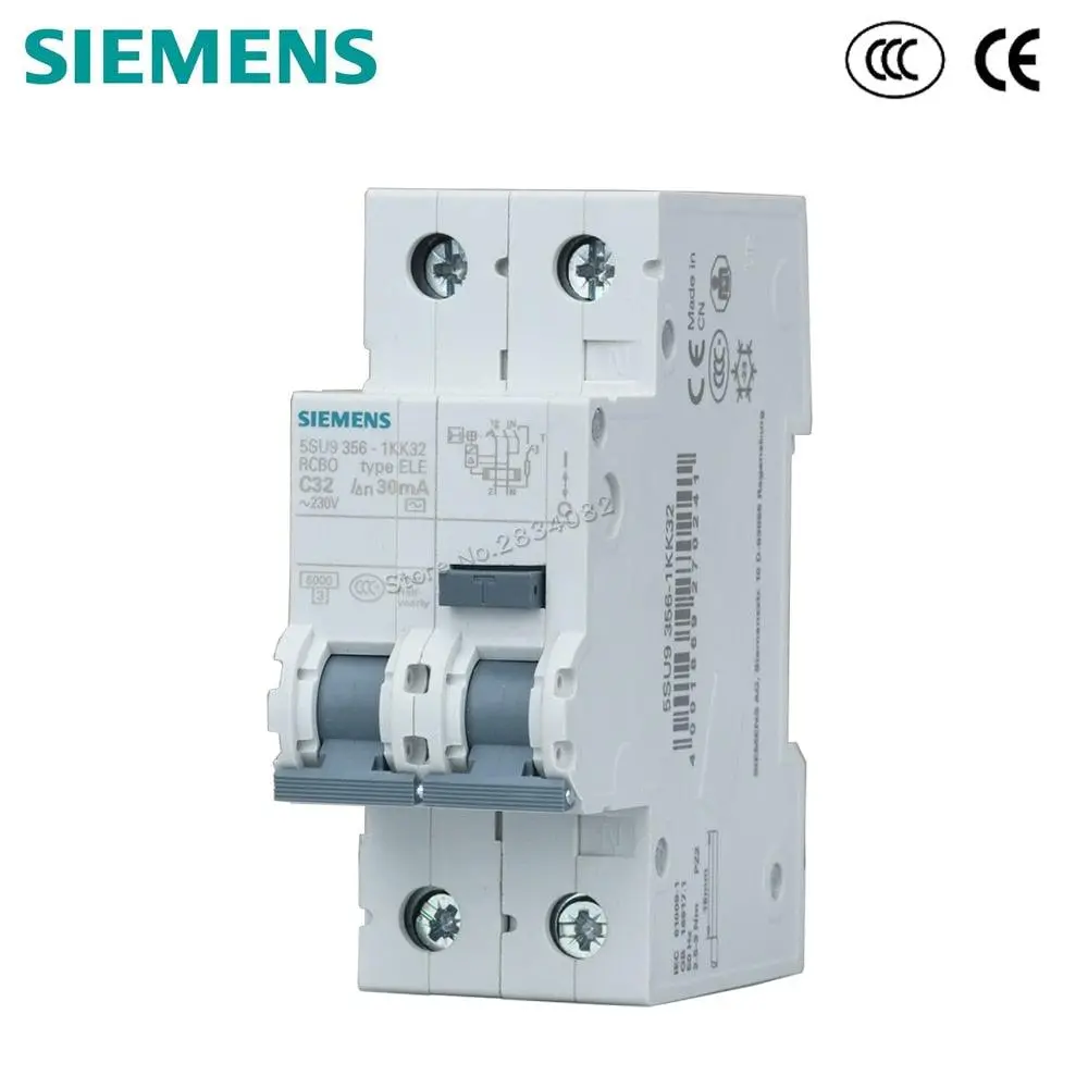 1P+N C32 Residual Current Operated Circuit Breaker Integral Over Current Protection 5Su9 356-1Kk32 30Ma 230V 32A Rcbo Siemens 1