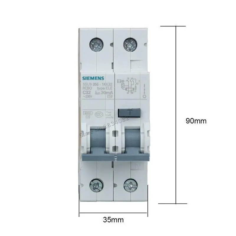 1P+N C32 Residual Current Operated Circuit Breaker Integral Over Current Protection 5Su9 356-1Kk32 30Ma 230V 32A Rcbo Siemens 2