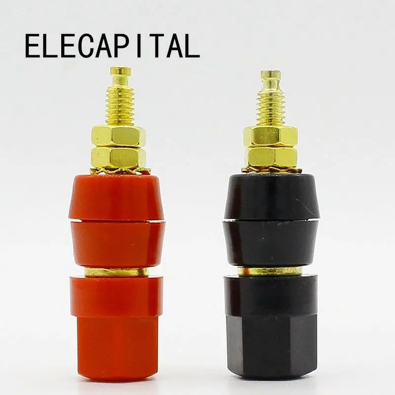 1Pair(Black+Red) Terminals Red Black Connector Amplifier Terminal Binding Post Banana Speaker Plug Jack 1