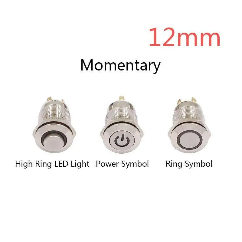 Earu -1Pc 12Mm Momentary Led Metal Button Switch Automatic Reset 1