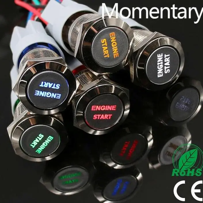 Earu -1Pc 16Mm Metal Led Light Momentary Power Push Button Switch 1