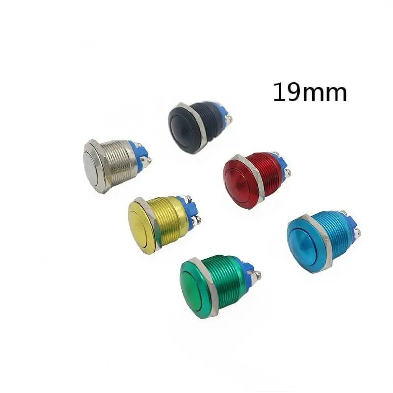 Earu- 1Pc 19Mm Screw Terminal Electronic Waterproof Metal Push Button Switch Momentary 1