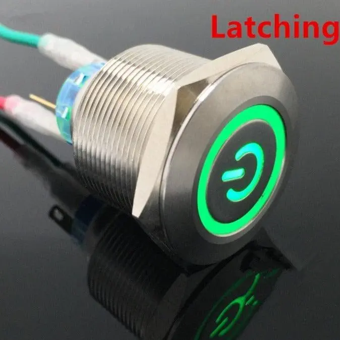 Earu -1Pc 6Pin 25Mm Metal Stainless Steel Latching Push Button /Doorebll Bell Horn Led 1