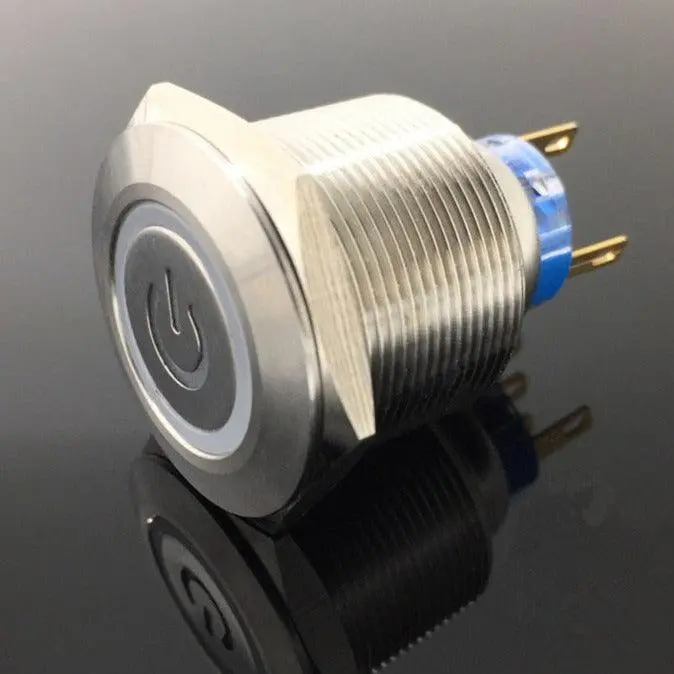 Earu -1Pc 6Pin 25Mm Metal Stainless Steel Latching Push Button /Doorebll Bell Horn Led 3