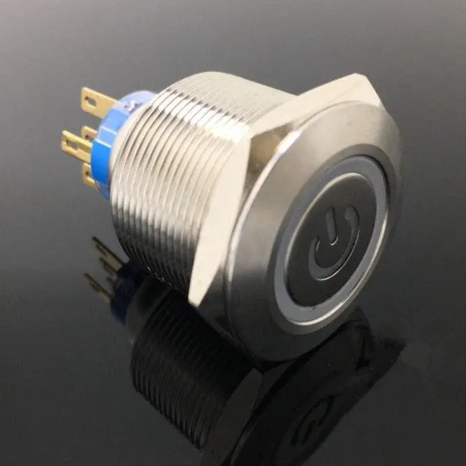 Earu -1Pc 6Pin 25Mm Metal Stainless Steel Latching Push Button /Doorebll Bell Horn Led 6